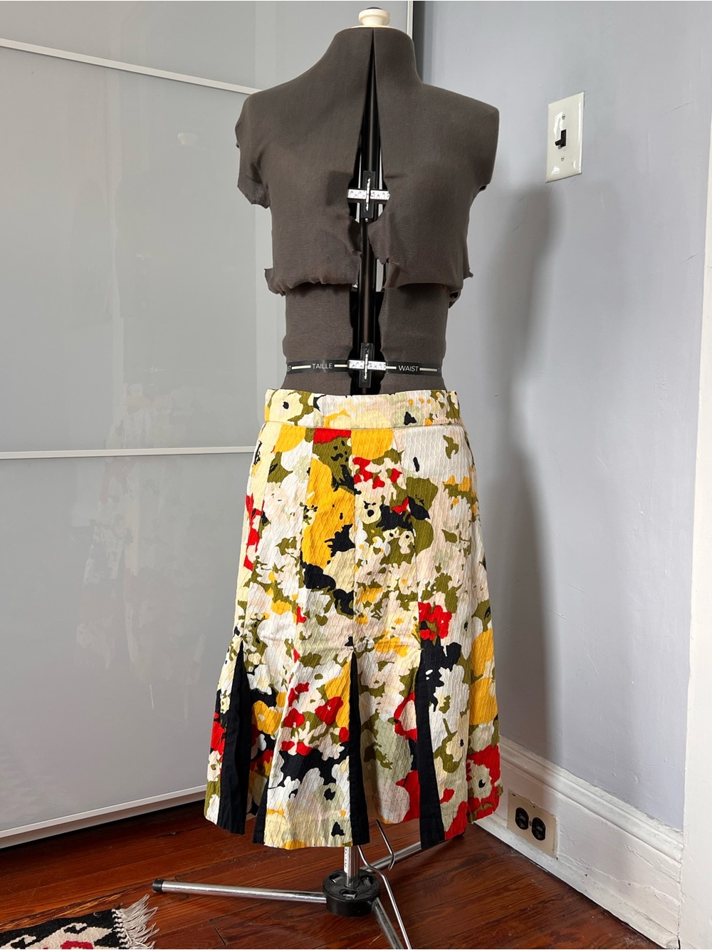 Anthropologie Floral Midi Skirt in Cream, Yellow, Red, Olive, Black